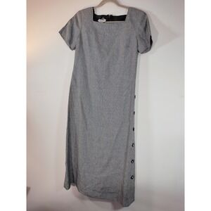 Vintage Talbots Petites Irish‎ Linen Houndstooth Midi Dress